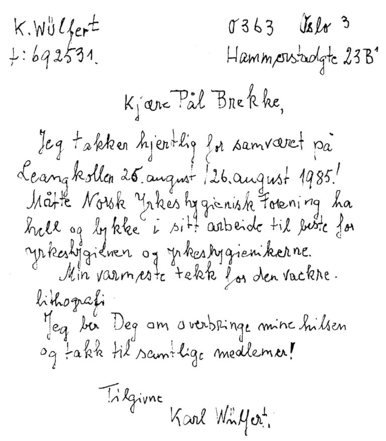 Brev fra Karl Wulfert
